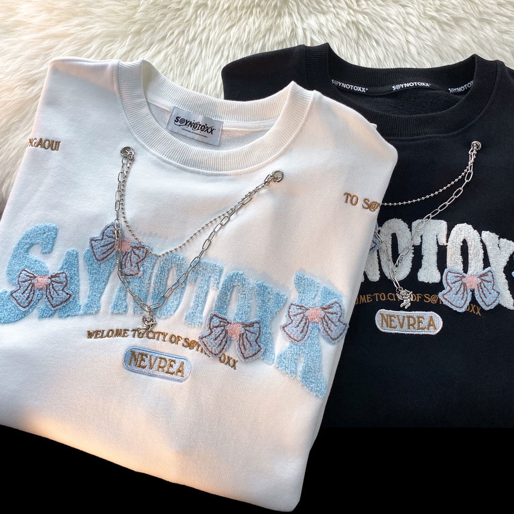 Áo sweater Mỏng Cổ Tròn Tay Dài Thêu Họa Tiết Thời Trang Mùa Thu Cho Nữ