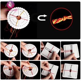 🌸(FA)2Pcs Round Square Kumihimo Disc Macrame Braided Cord String Bracelet Handma