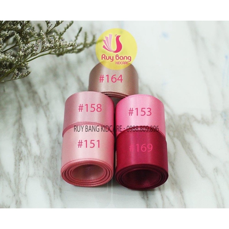 Ruy băng satin ❤️FREESHIP❤️ ruy băng lụa tone hồng ( cuộn 5m)