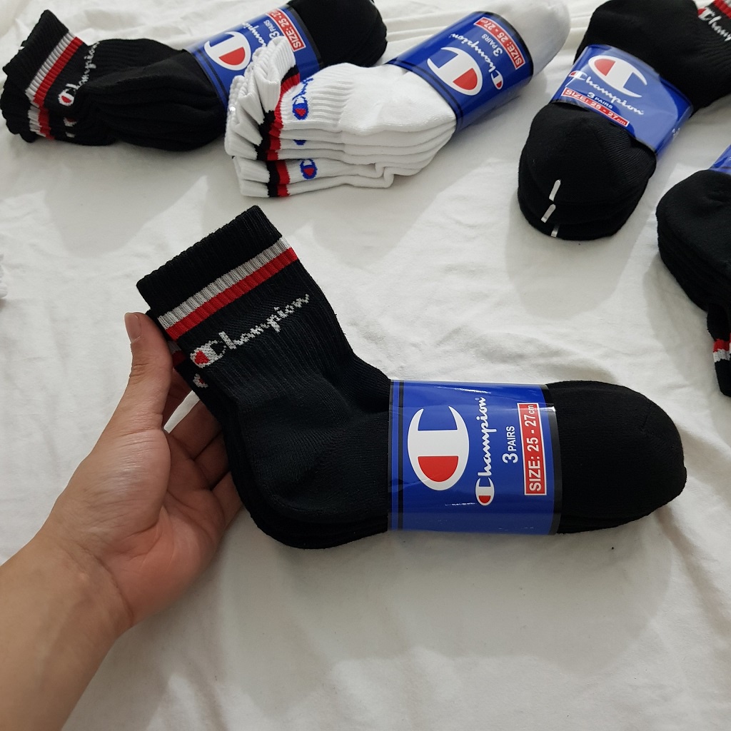 Pack 3 đôi Tất Thể Thao Champion Trung cổ  - Free ship + Quà tặng Loved socks by TatsTats.vn