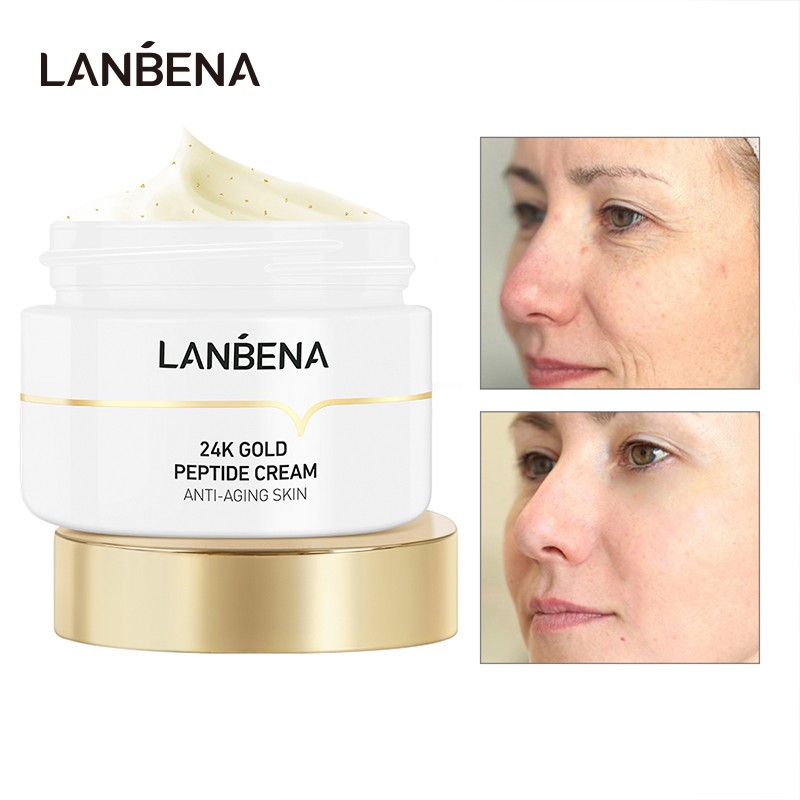 Kem Dưỡng Da Mặt Lanbena 50g Chứa Vitamin C Peptide Vàng 24K Axit Hyaluronic Dưỡng Ẩm Giảm Nếp Nhăn