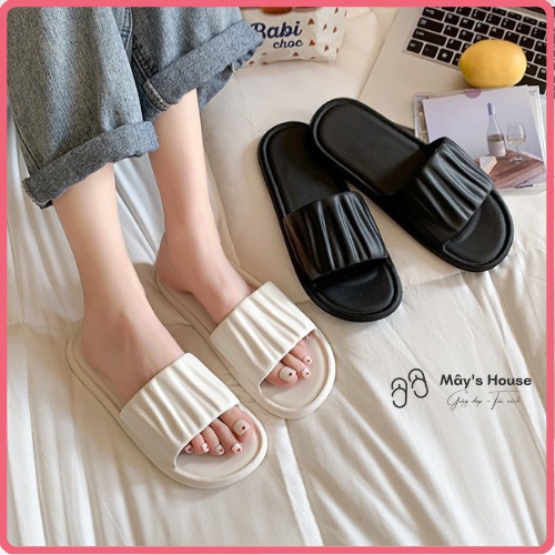 Dép lê nữ, Dép đi trong nhà màu trơn trắng, đen, hồng thích hợp đi văn phòng, đi chơi, đi biển QN-06– Mây’s House
