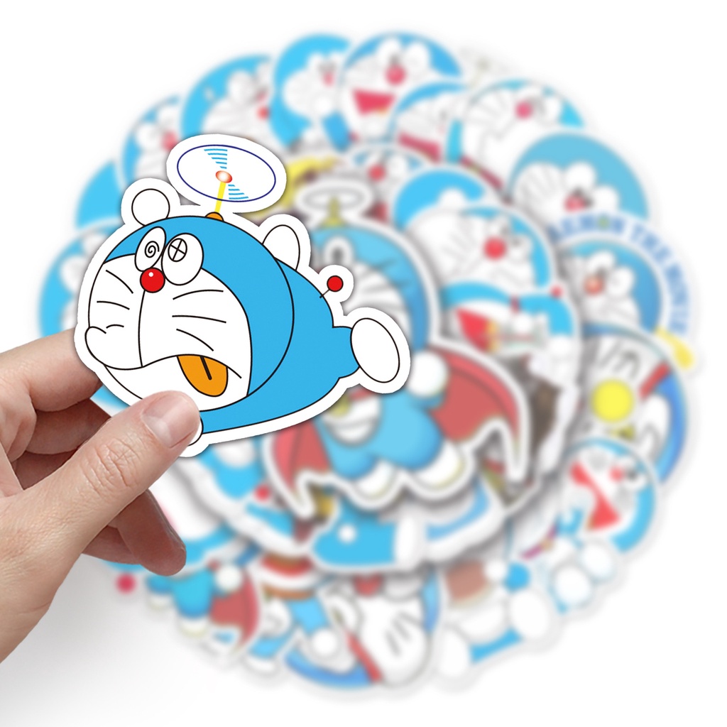 Bộ 52 Miếng Dán Hoạt Hình Doraemon Nobita Nobi Shizuka Trang Trí Xe Hơi / Laptop / Vali / Hành Lý / Điện