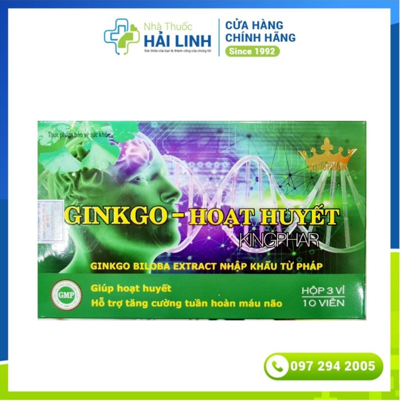 Hoạt huyết dưỡng não Ginkgo Kingphar ⚡ Nguyên liệu Pháp ⚡ Giảm di chứng tai biến mạch máu não