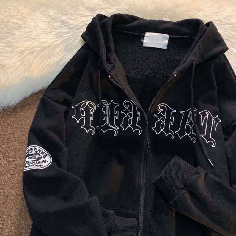 Áo Khoác Nỉ Bông Thêu Hoodie Zip Unisex Nam Nữ Thời Trang Phong Cách Hàn Quốc