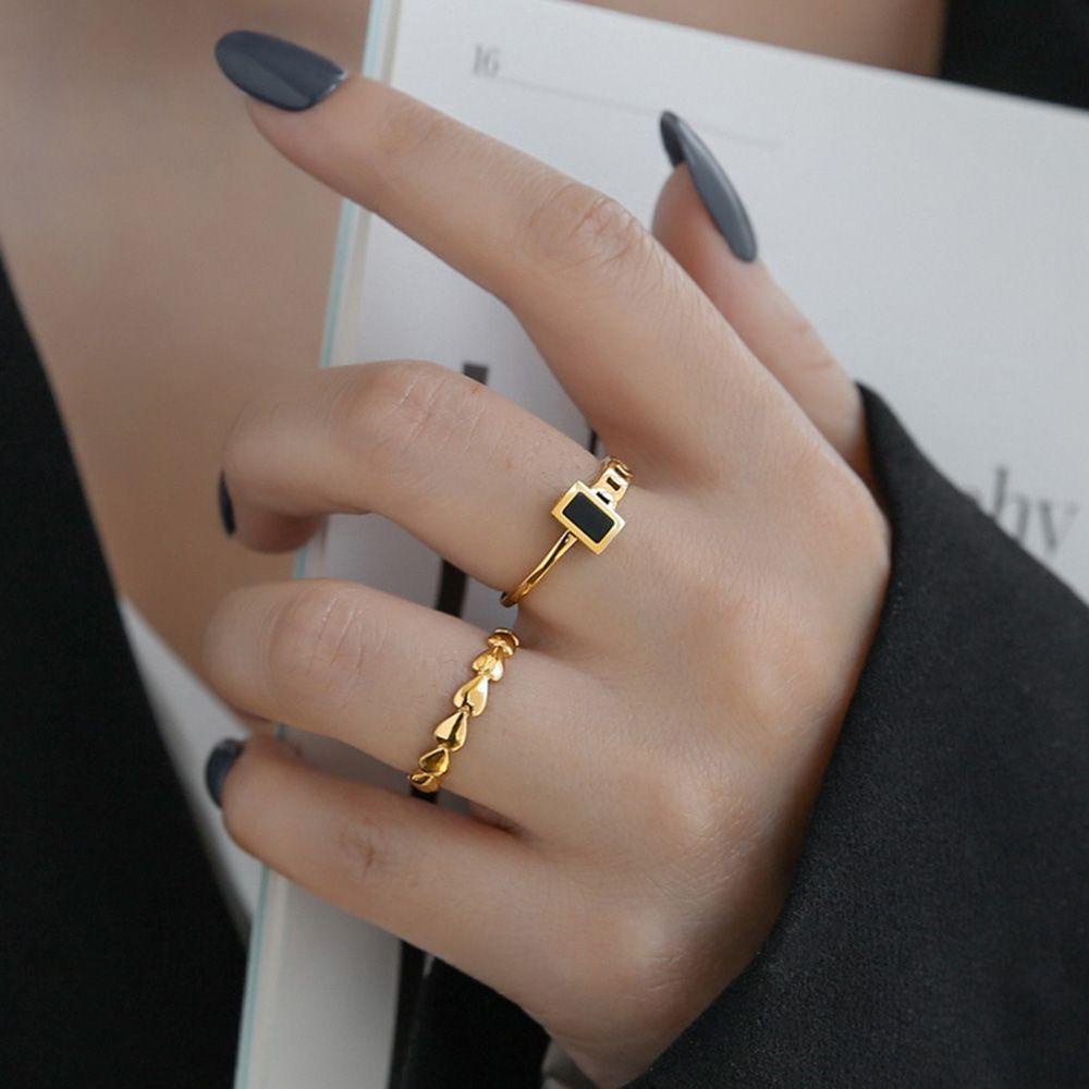 Nhẫn Thép Titan Không Đối Xứng Đơn Giản Phong Cách Hàn Quốc Cho Nam