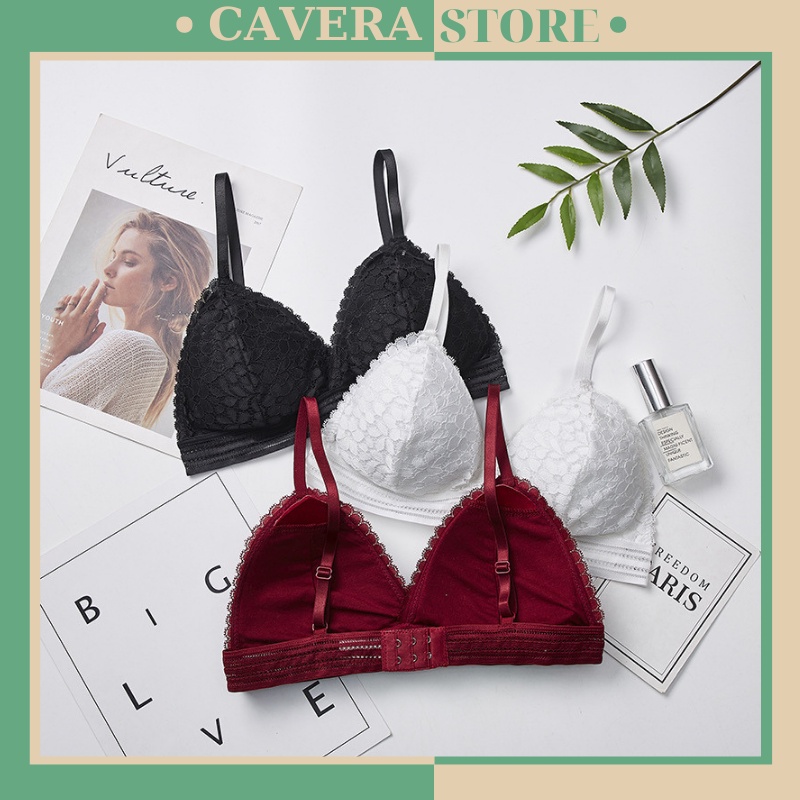 Áo Bra Ren Mút Mỏng cotton - Áo lót nữ không gọng mút mỏng Mặt ngoài áo phủ lớp hoa nhí cực yêu B7313