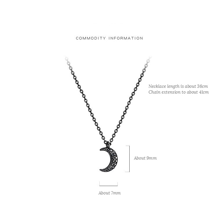 Dây Chuyền Mặt Hình Mặt Trăng Màu Đen Phong Cách Hàn Quốc Đơn Giản B777
