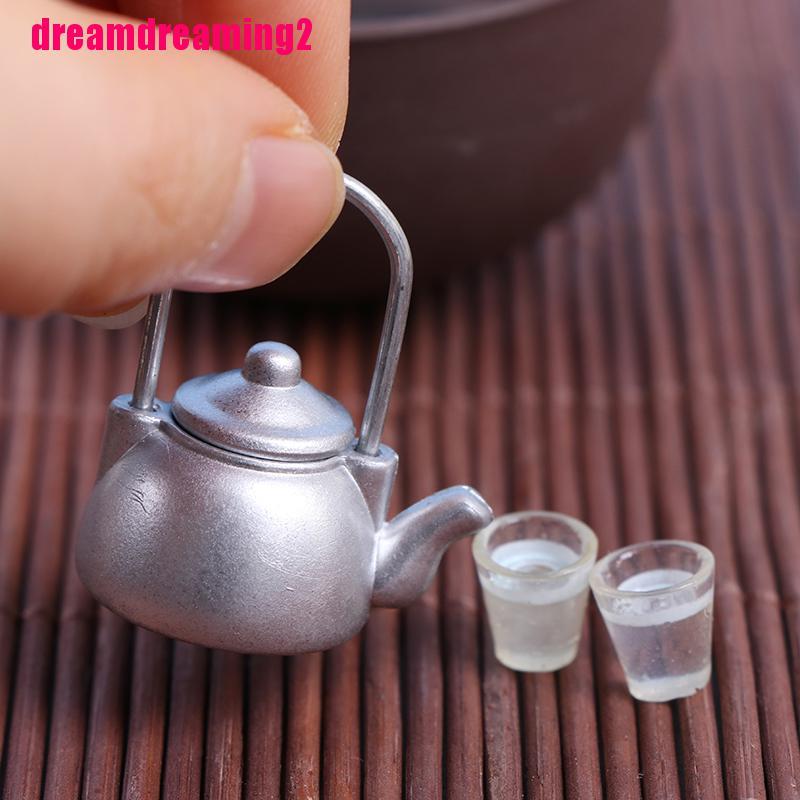 Bộ 3 Mô Hình Ấm Trà Mini Trang Trí Nhà Búp Bê