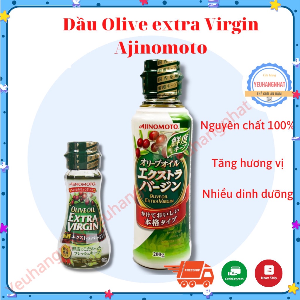 chai lớn và nhỏ Dầu Olive Ajinomoto Extra Virgin Nhật Bản - Dầu Oliu