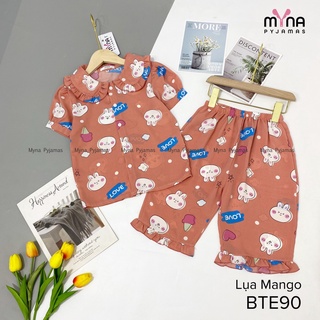 Bộ đồ ngủ cho bé lửng cổ bèo chất lụa mango mềm mịn , size cho bé từ 32-40kg