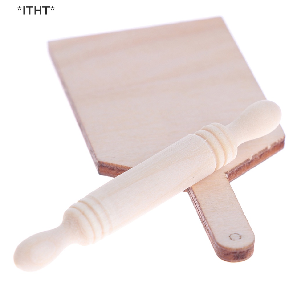 Set thớt và cây cán bột mini tỉ lệ 1:12 cho nhà búp bê