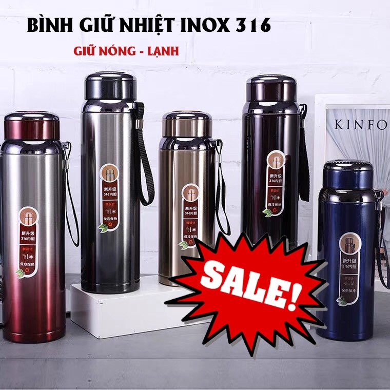 Bình giữ nhiệt 1 LÍT INOX SUS 304 kiểu dáng thể thao, nắp đính kim cương, có tấm lọc trà, Giữ Nhiệt Lên Đến 30 Tiếng