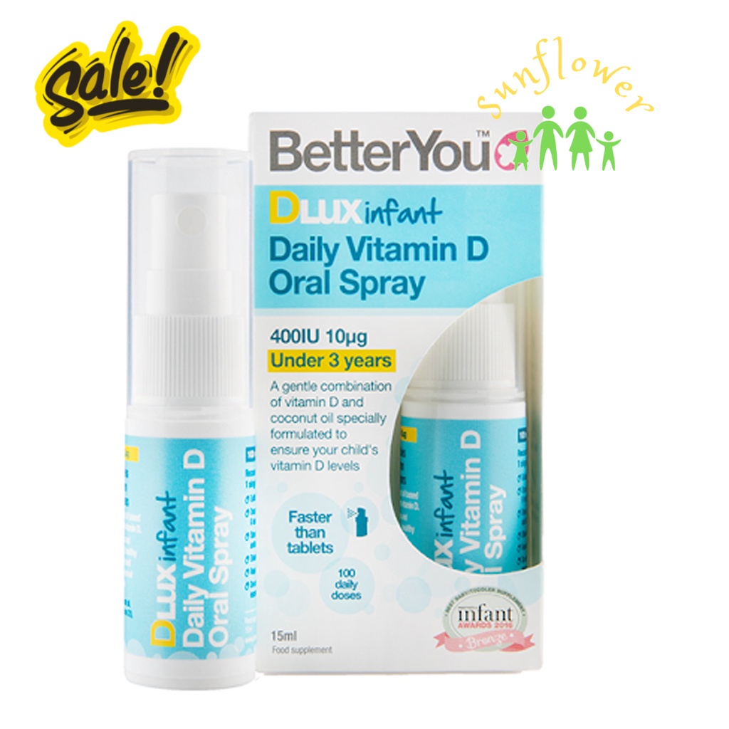 D lux UK dạng xịt cho bé từ sơ sinh đến 3 tuổi BetterYou Dlux Infant vitamin D Daily Oral Spray 400IU 15ml của Anh