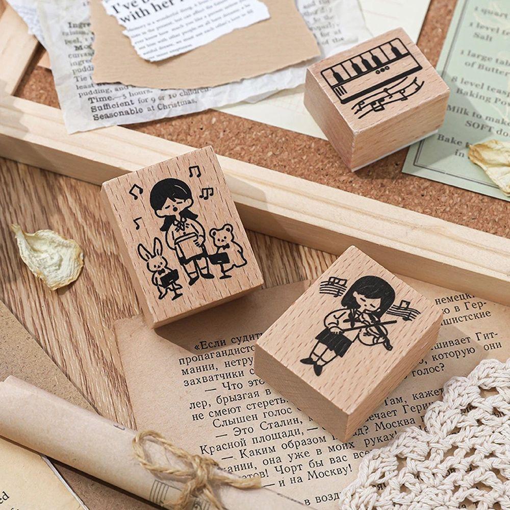 Con Dấu Bằng Gỗ Cao Su Dùng Trang Trí Sổ Tay DIY