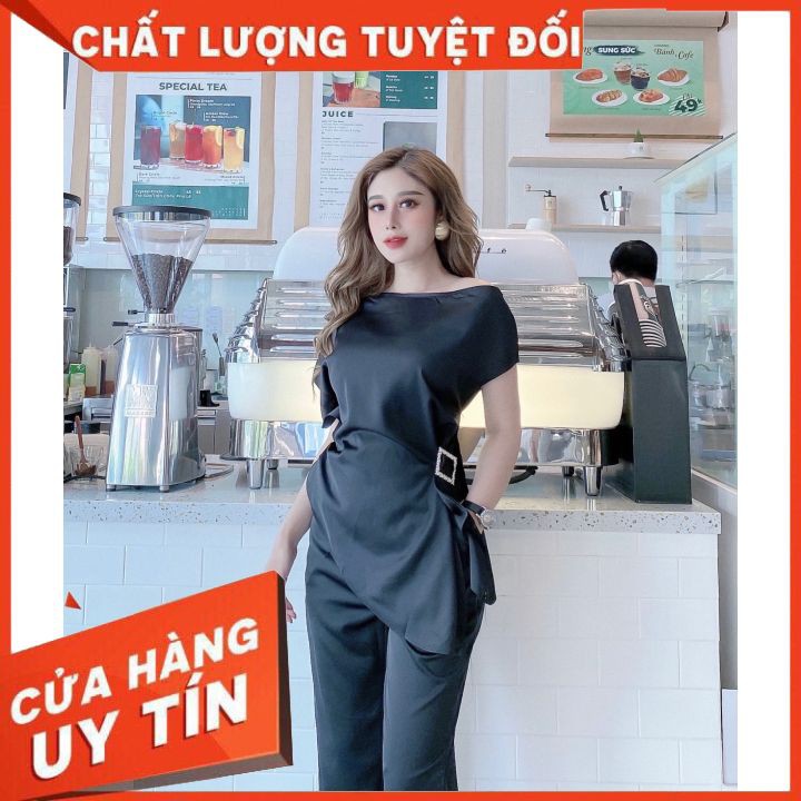 Set Áo Bẹt Vai [CoCo Shop] Set Áo Bẹt Vai Tag Eo + Quần Suông - Thời Trang Thiết Kế | BigBuy360 - bigbuy360.vn