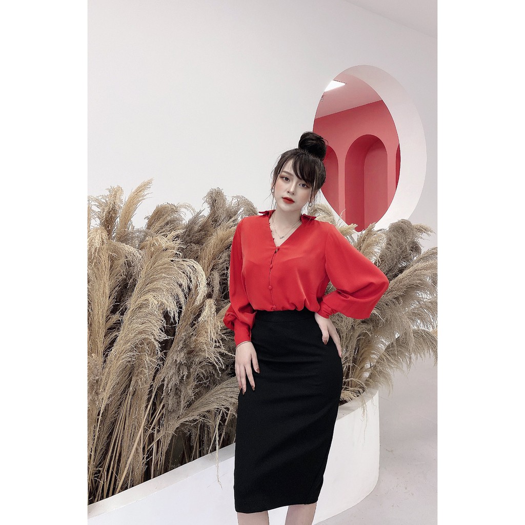 Áo sơ mi dài tay khuyết dây cúc bọc - 20Again
