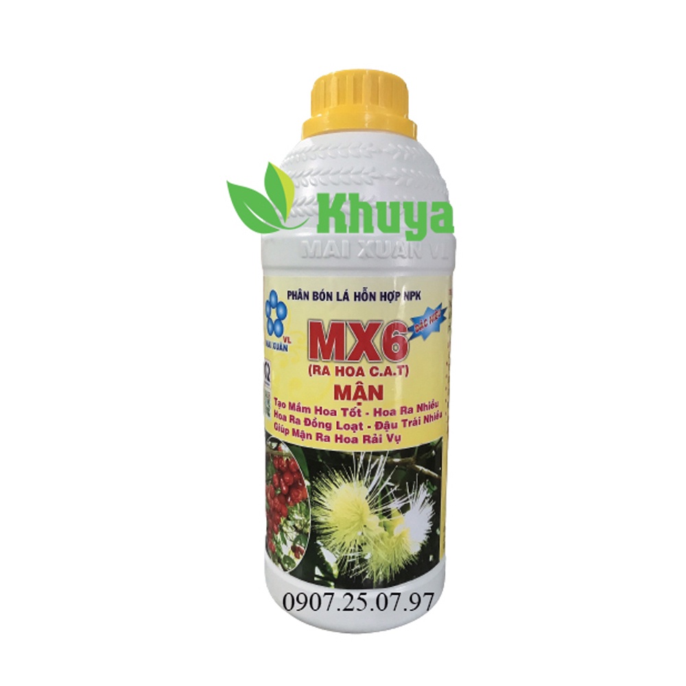 Phân bón lá hỗn hợp NPK MX6 Đặc Hiệu Ra Hoa Cây Ăn Trái Mận 1 lít