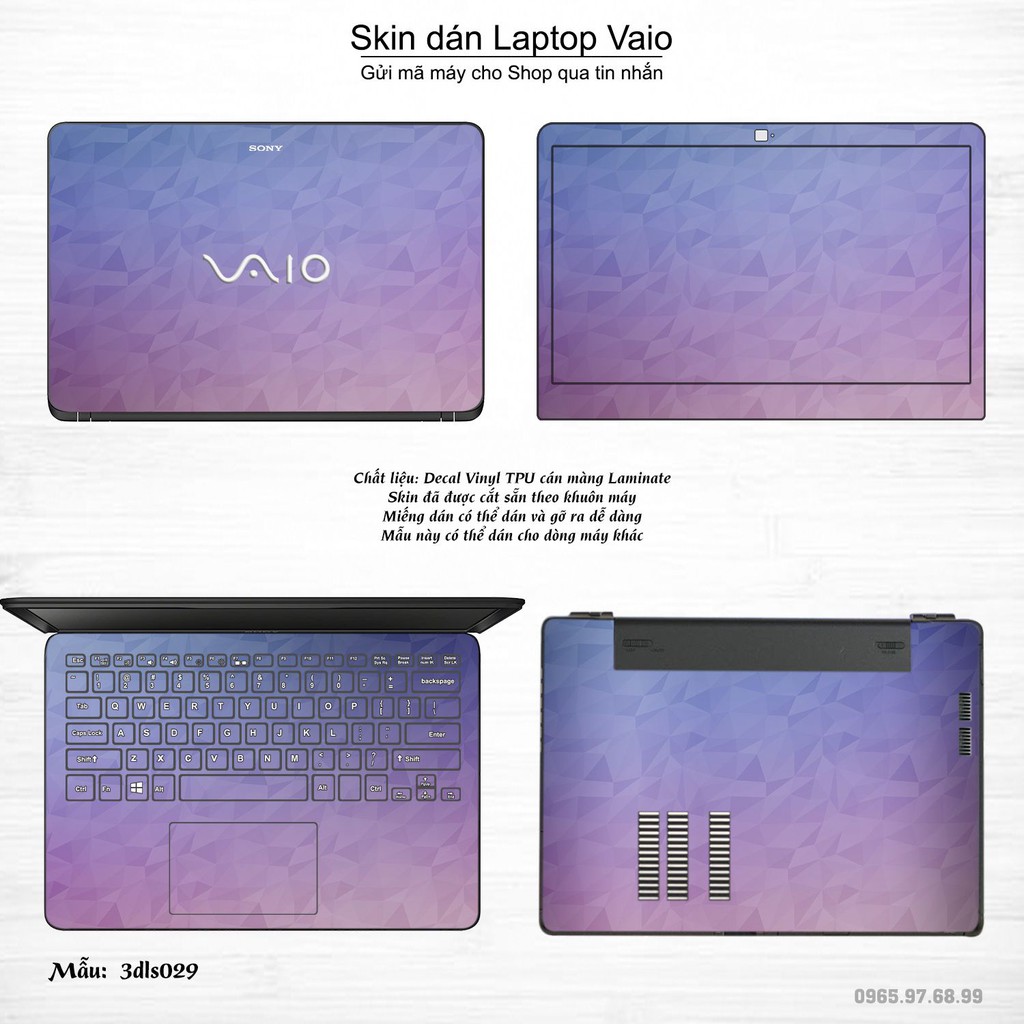 Skin dán Laptop Sony Vaio in hình 3D Image (inbox mã máy cho Shop)