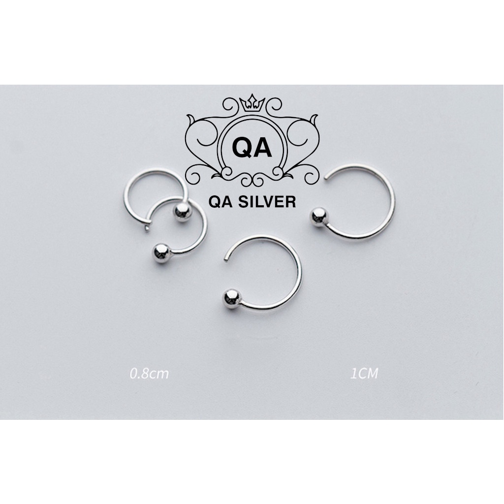 Khuyên tai bạc bi móc chữ C bông tai tròn kẹp vành tối giản S925 C-SHAPED Silver Earrings QA SILVER EA190505