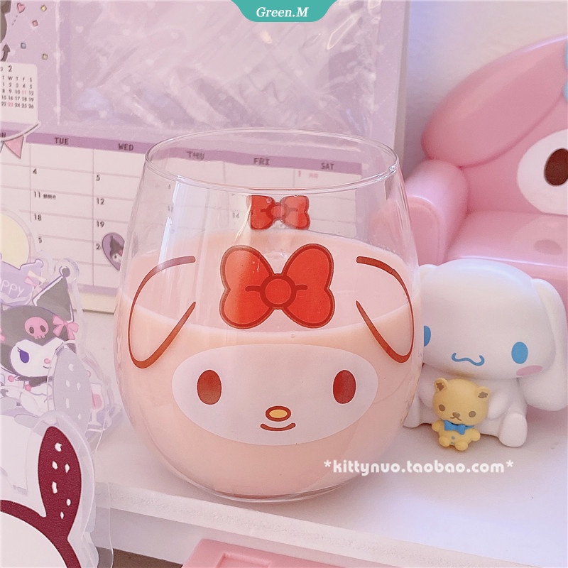 SANRIO Cốc Thủy Tinh Uống Sữa Chịu Nhiệt Họa Tiết Hoạt Hình Cinnamoroll Hello Kitty Đáng Yêu Sáng Tạo 200Ml