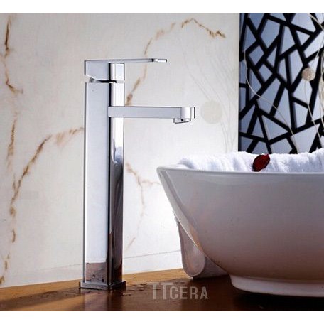 VÒI LAVABO NÓNG LẠNH THÂN VUÔNG BÓNG CAO 30CM TA3027, KÈM 2 DÂY CẤP NƯỚC