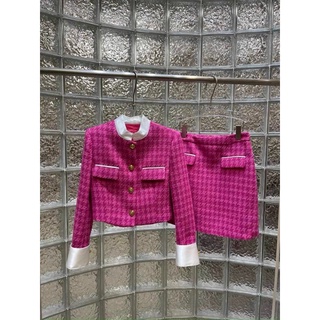 vải dạ tweed ziczac én hồng