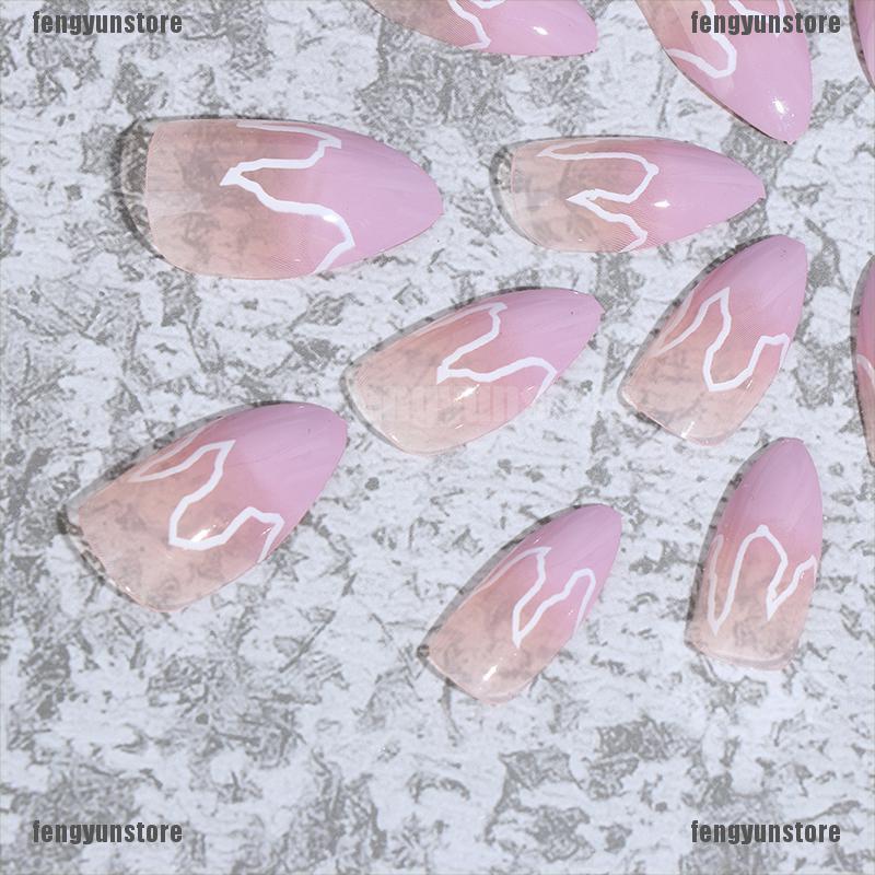 Set 24 Móng Tay Giả Màu Tím Ngọn Lửa Độc Đáo