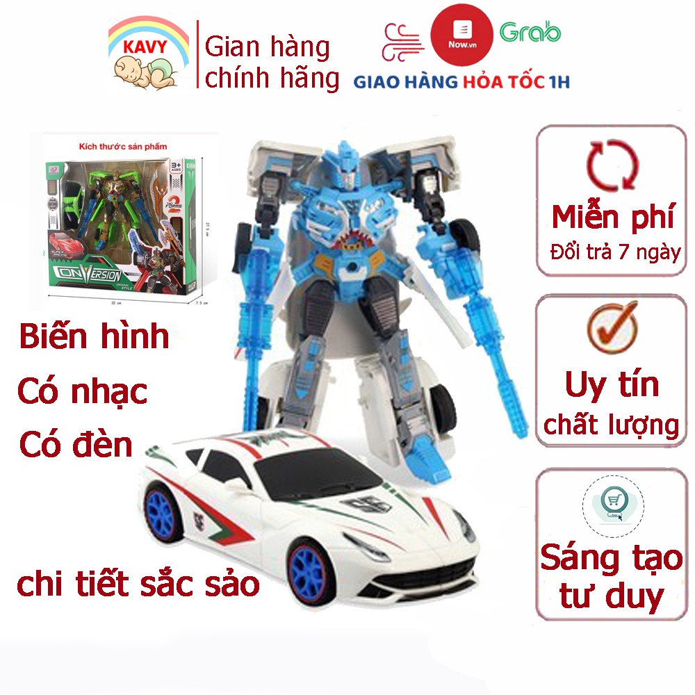 Bộ đồ chơi Robot biến hình người máy ô tô KAVY có đèn và nhạc chi tiết sắc sảo, tạo hình đẹp mắt