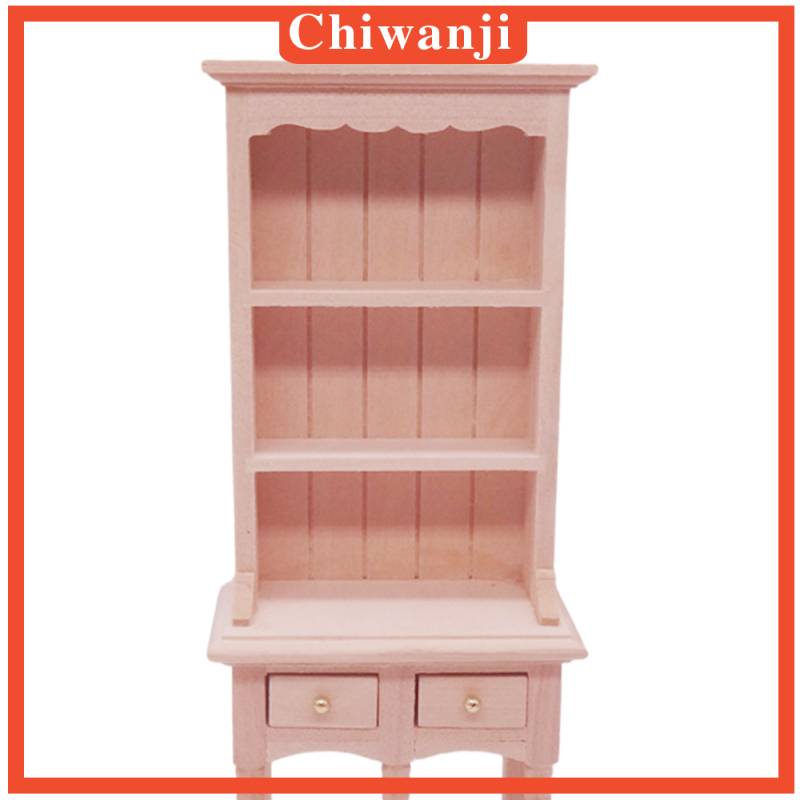 [CHIWANJI]Wood Doll House Miniature Storage Shelf Doll Tiny Living Room DIY Decoration