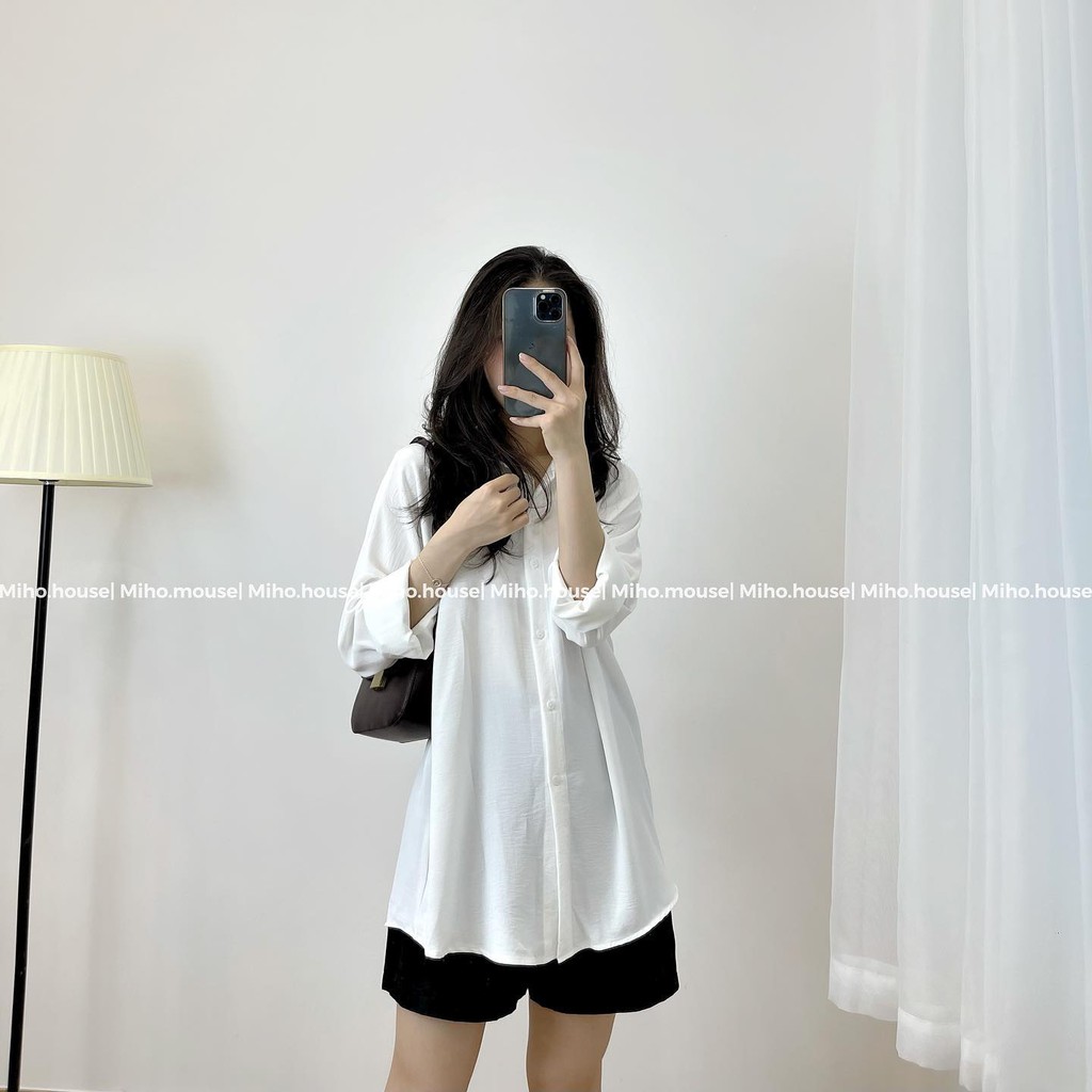 Áo sơ mi đũi nhăn chất đũi mềm mại, không nhăn, thấm hút mồ hôi thời trang nữ- Miho house