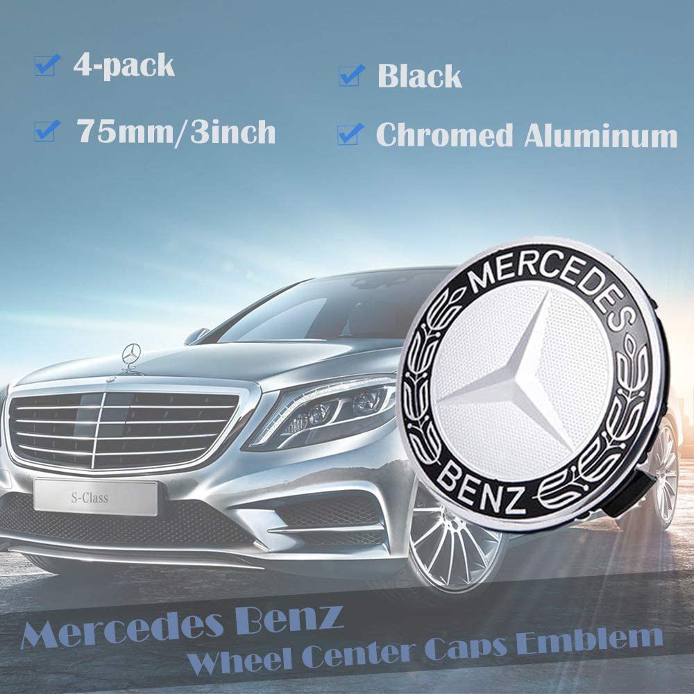 Logo Chụp Mâm Bánh Xe Ô Tô Mercedes Benz Đường Kính 75mm