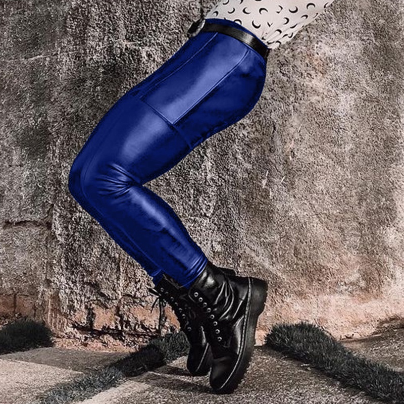 Quần da lưng thun dáng ôm thời trang cho nam