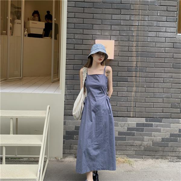 [MURIOKI] Đầm Hở Lưng Màu Sắc Tinh Khiết Phong Cách Hàn Quốc 2022 Cho Nữ