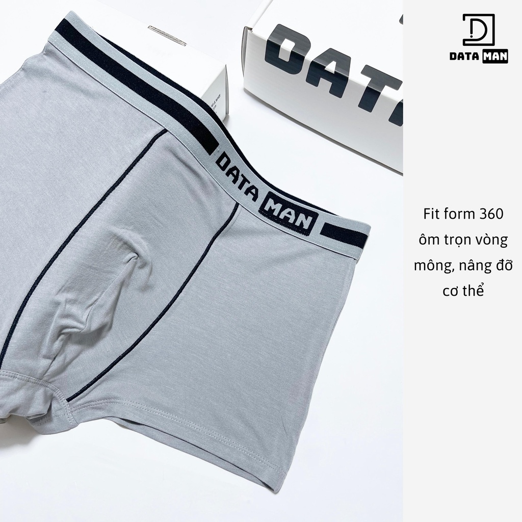 Quần sịp đùi nam BOXER cao cấp cạp chữ DATAMAN, vải bamboo kháng khuẩn, khử mùi, thoáng mát co giãn 4 chiều - BXDT02