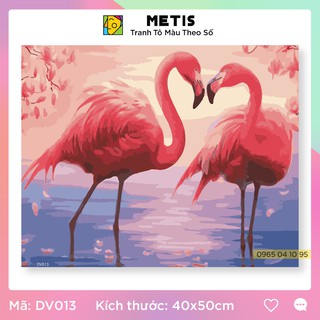 Tranh tô màu số hoá METIS Tranh Động Vật Chim Hồng Hạc DV013 - Hàng Chính Hãng