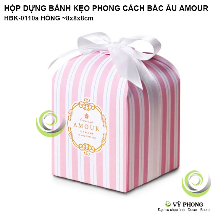 HỘP GIẤY ĐỰNG BÁNH KẸO QUÀ TẶNG CÁC DỊP LỂ ĐÁM CƯỚI PHONG CÁCH BẮC ÂU SANG TRỌNG CHỮ NHŨ VÀNG HBK-0110