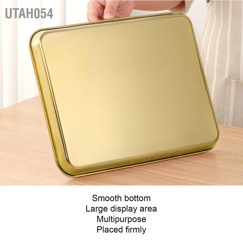 Utah054 Khay hình chữ nhật bằng thép không gỉ Đáy phẳng Nhà hàng Trang chủ đáy vàng
