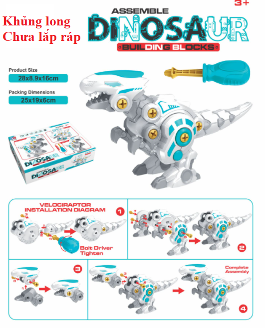 Mẫu mới] ĐỒ CHƠI LẮP RÁP MÔ HÌNH 3D KHỦNG LONG CAO CẤP cho bé Cỡ To có tua vít