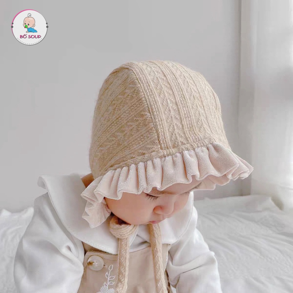 Mũ Len Tai Bèo Cho Bé Co Dây Buộc Nhiều Màu 6-36 Tháng
