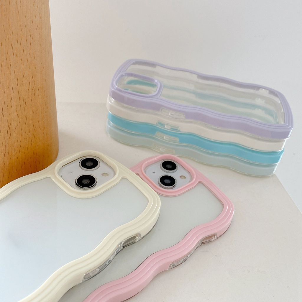 Ốp Điện Thoại Silicon Mềm Viền Lượn Sóng Nhiều Màu Cho iphone 15 7 8 6 6s plus xr 11 12 13 14 pro xs max