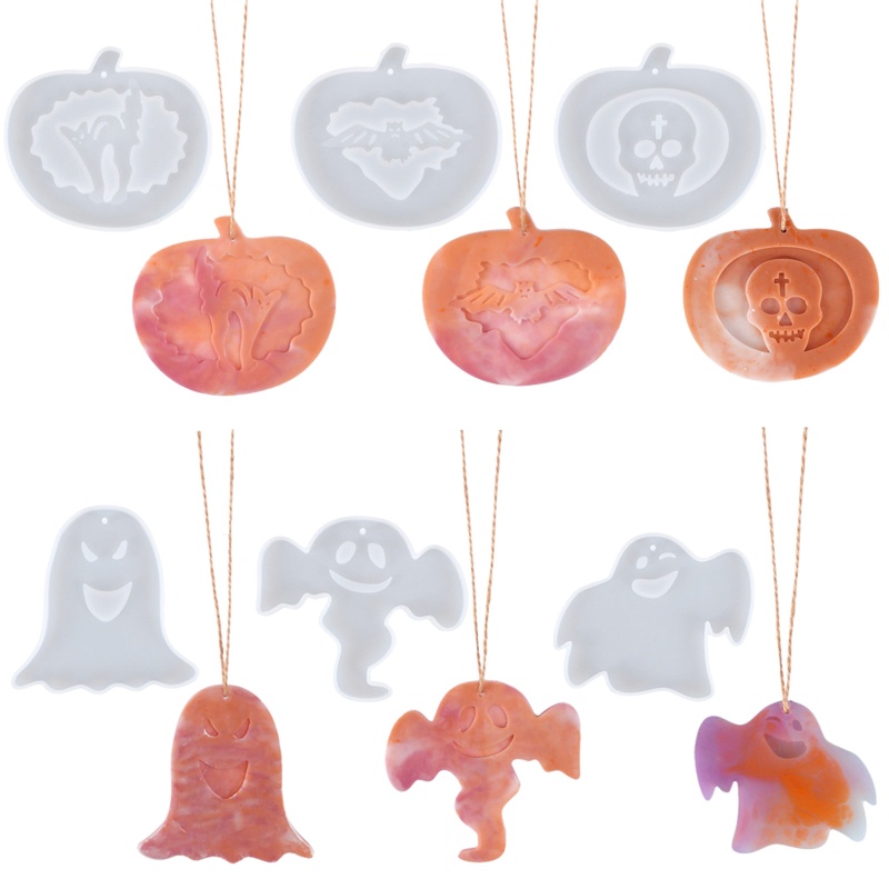 Set 6 Khuôn Silicone Làm Móc Khóa Phong Cách Halloween