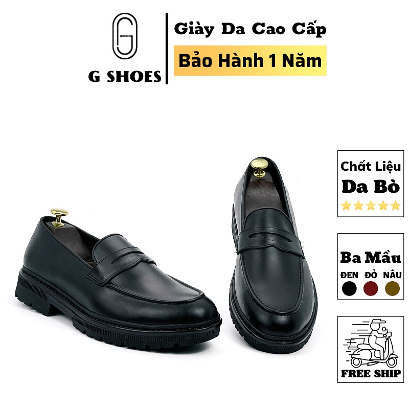 Giày lười nam đế cao da thật bảo hành 1 năm  - Mã T404