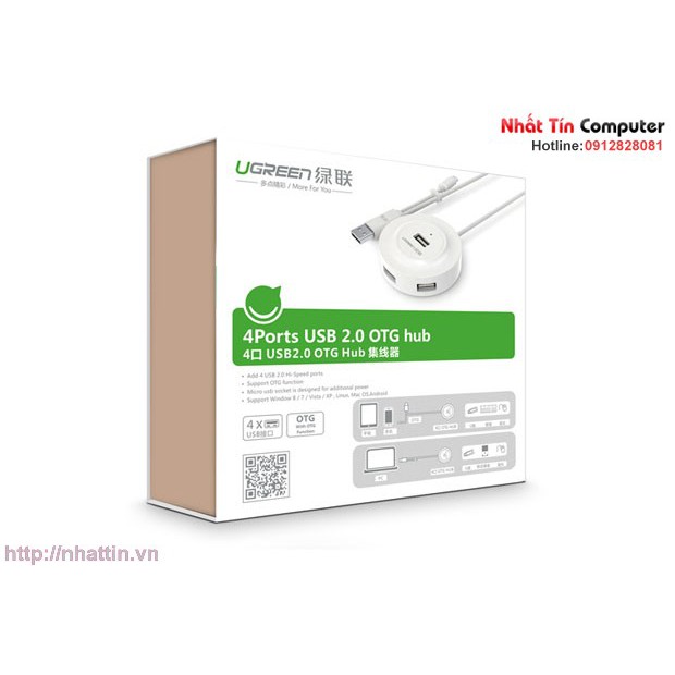 Bộ chia USB 2.0 4 cổng có hỗ trợ OTG chính hãng Ugreen UG-20271