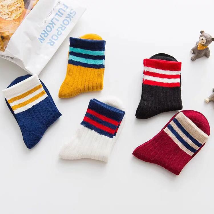 1 Đôi Tất Cotton Kẻ Sọc Thời Trang Xuân Thu Cho Bé