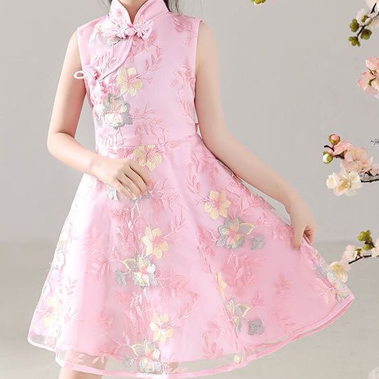 Đầm Sườn Xám Phong Cách Trung Hoa Thời Trang Xuân Hè Mới Cho Bé Gái