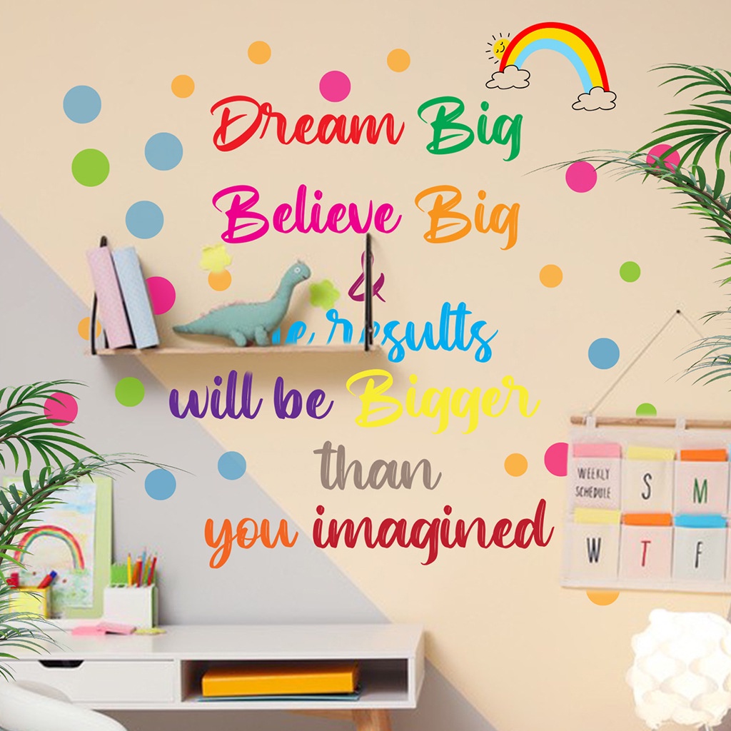Decal Dán Tường Tiếng Anh Tạo Động Lực &quot; Dream Big Believe Big &amp; the resutls will be bigger than you imagined&quot; AmyShop