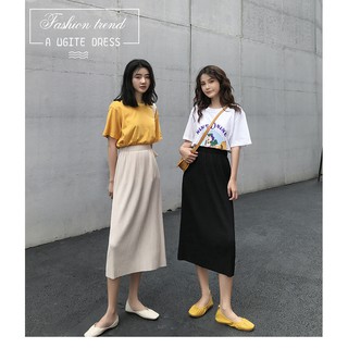CHÂN VÁY NỮ DÀI XẺ LƯNG THUN CO DÃN PHONG CÁCH ULZZANG - WINDY SKIRT