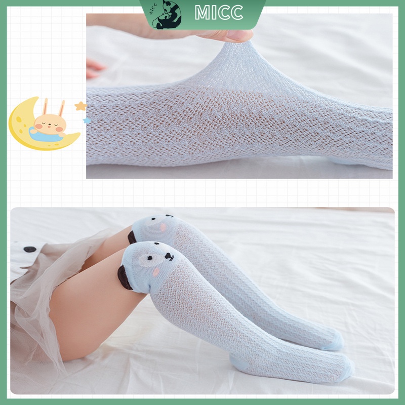 Vớ em bé, thích hợp cho 0-3Y, Vớ thoải mái đến đầu gối bằng cotton nguyên chất,Vớ lưới thoáng khí mùa hè cho bé