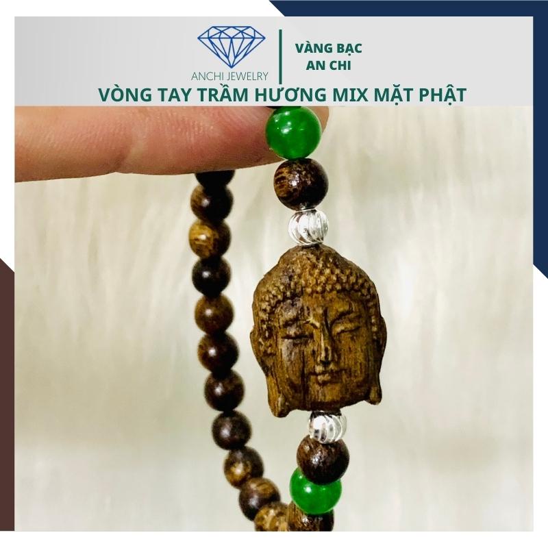 Vòng tay trầm hương mặt phật, hạt nhỏ cho nam nữ. Anchi jewelry
